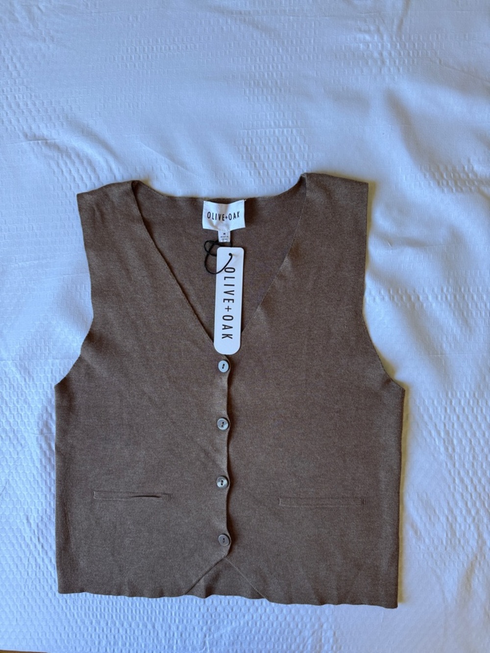 Olive & Oak Chestnut Brown Button-Up Knit Vest - Picture 2 of 9